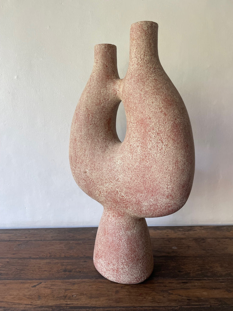 Lyre Vase - Antiqued Red 61cm