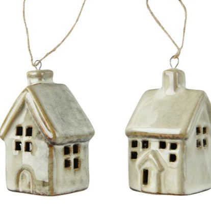 Set of Two Glazed Porcelain Houses 7cm | Annie Mo's