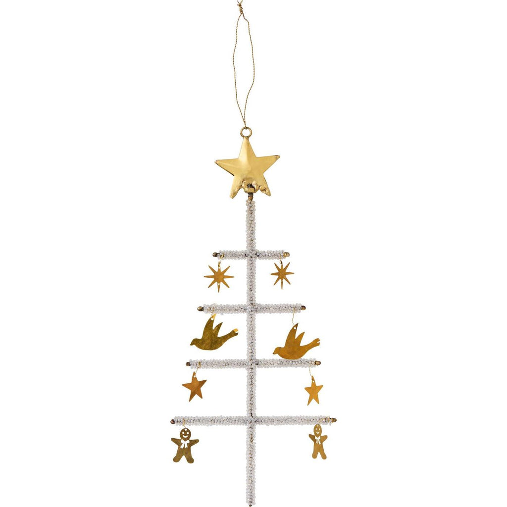 Hanging Christmas Tree with Brass Ornaments 29cm | Annie Mo's