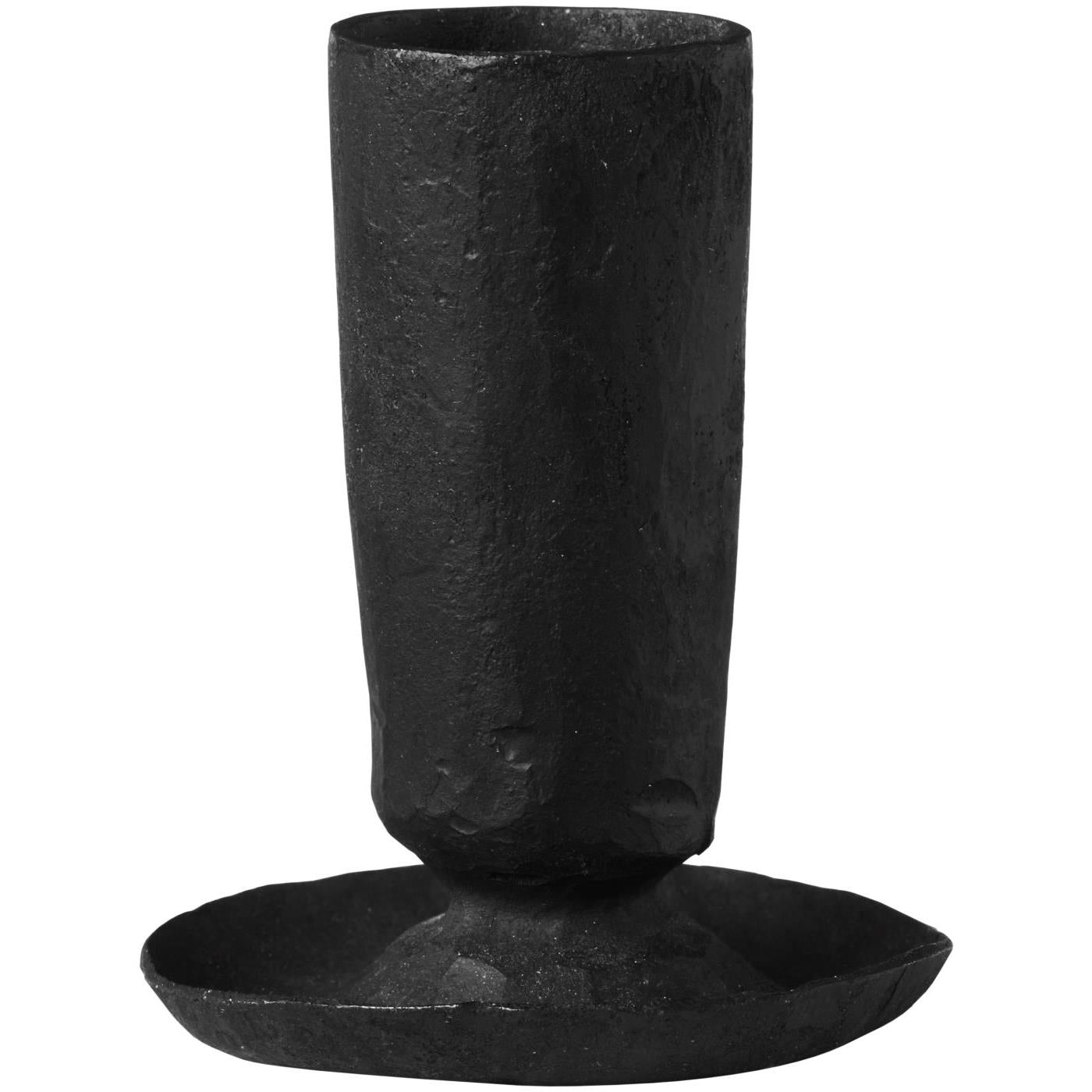 Black Candle Holder With Hammered Surface 6cm
