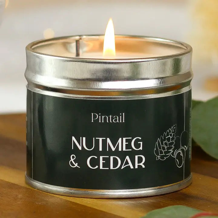 Nutmeg and Cedar Classic Tin Candle 35hr Burn Time