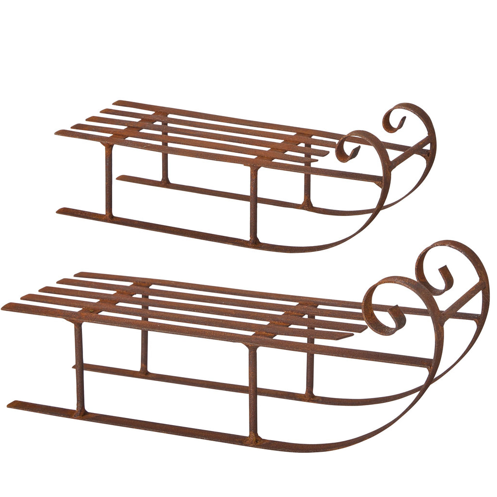 Red Iron Decorative Sleighs - Size Choice