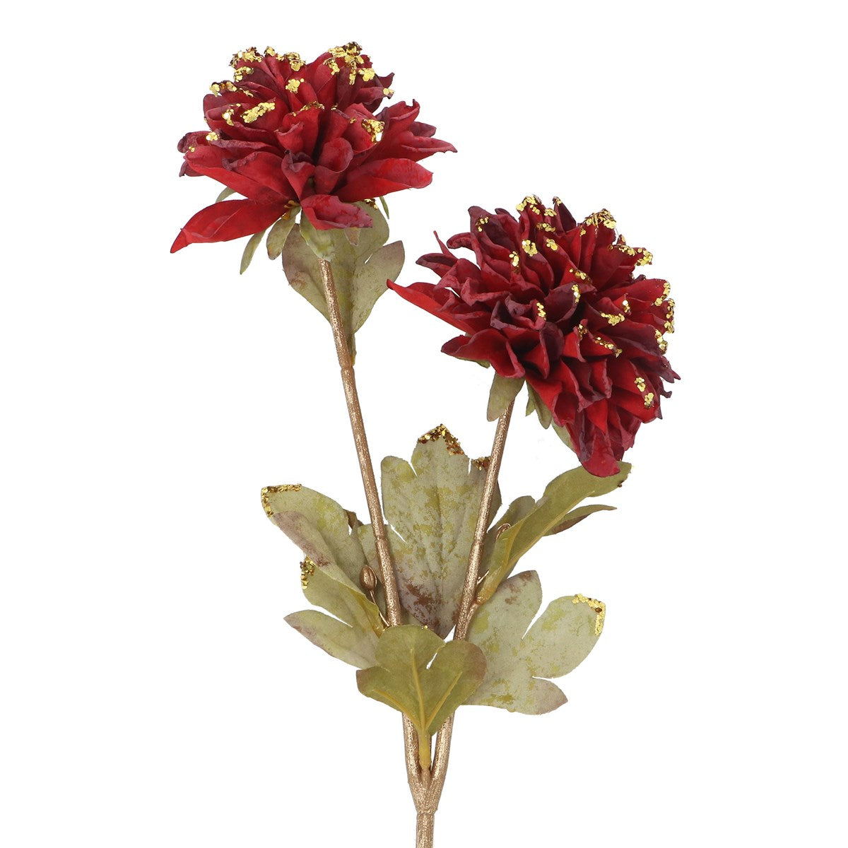 Spray, 57cm - Burgundy/Gold Glitter Dahlia | Annie Mo's