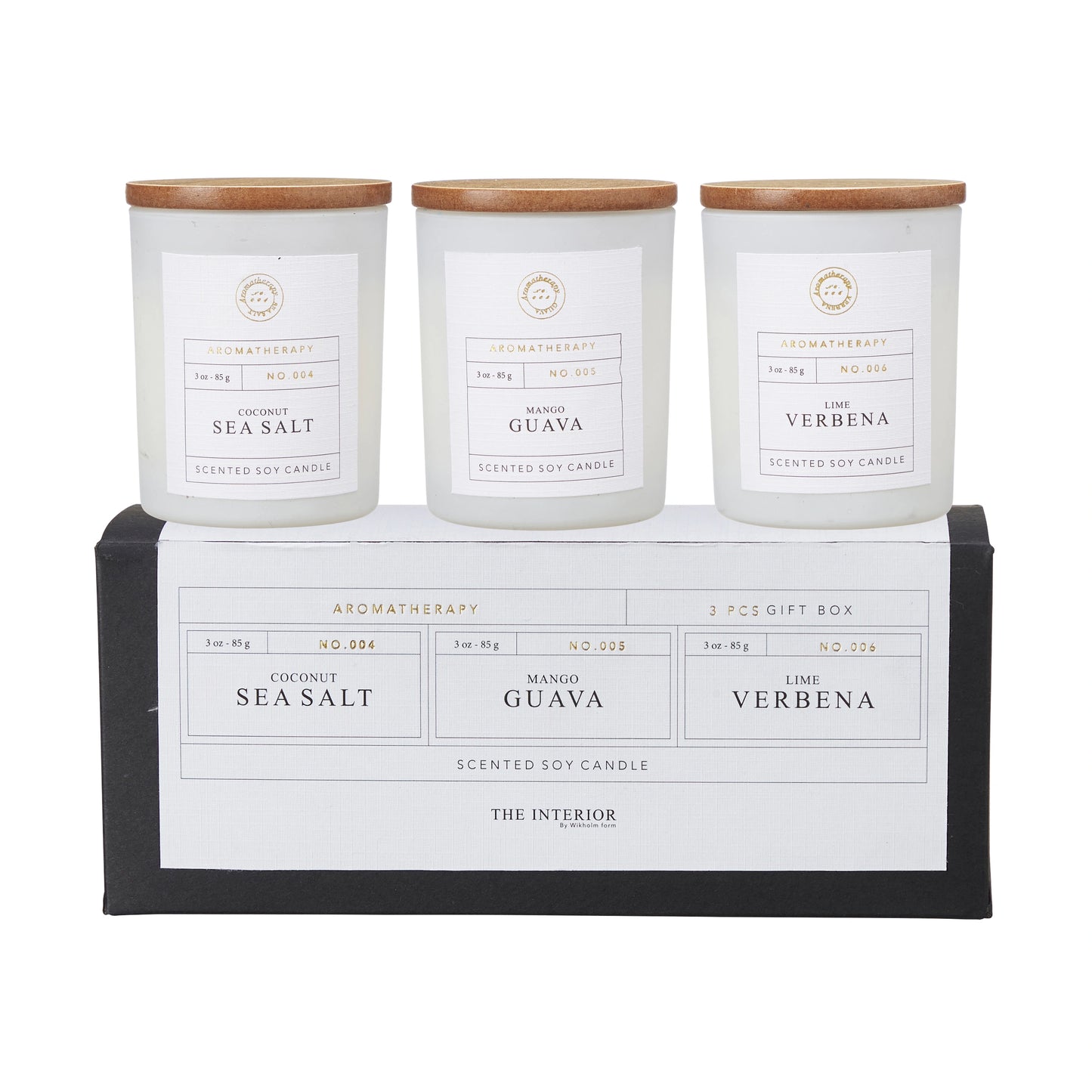 Gift Set of Three Candles -Coconut Sea Salt, Mango Guava, Lime Verbena | Annie Mo's