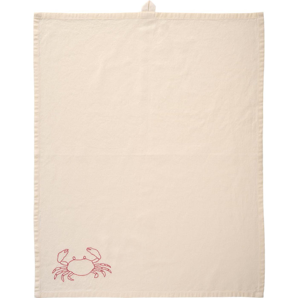 Atlantis Butter Cream Tea towel with Crab Motif 70cm | Annie Mo's