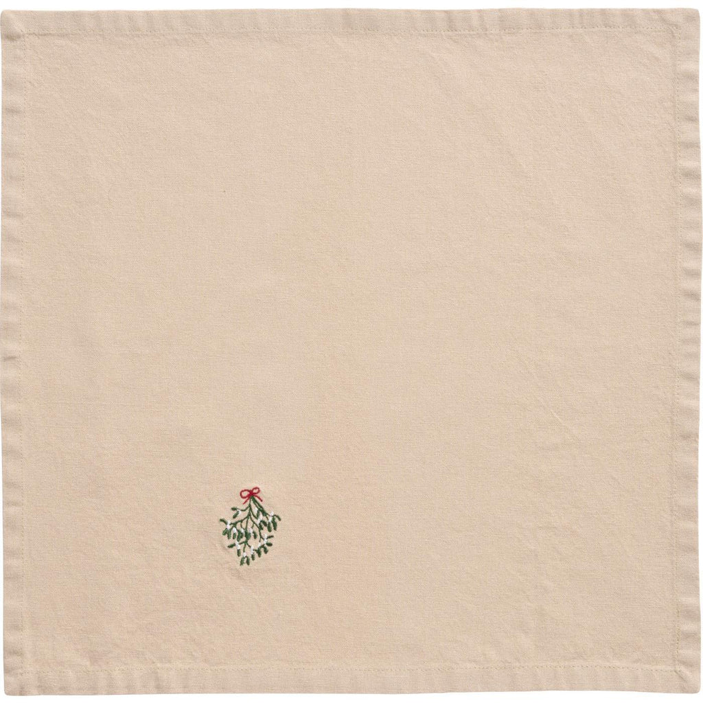 Mistletoe Motif Linen Coloured Napkin 40x40cm | Annie Mo's