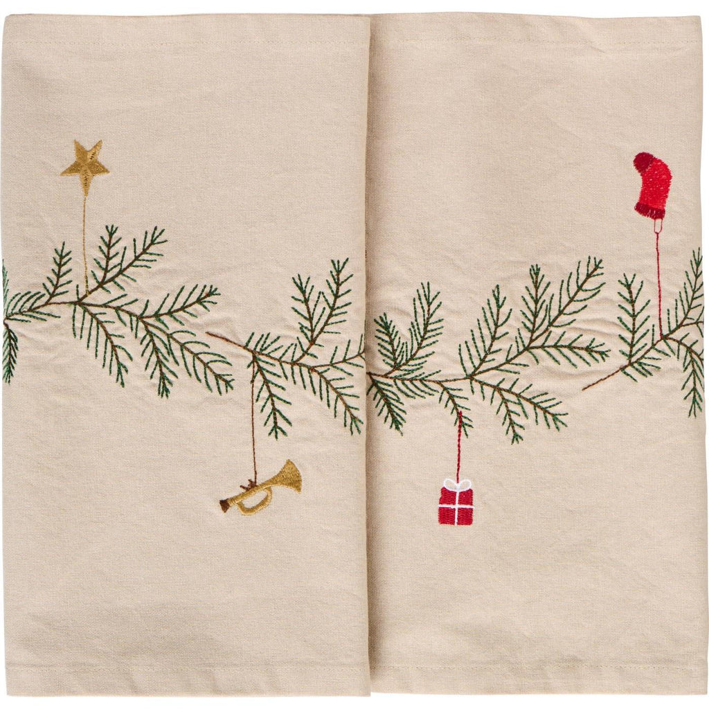 Table Runner with Spruce and Christmas Decoration Motifs 160cm | Annie