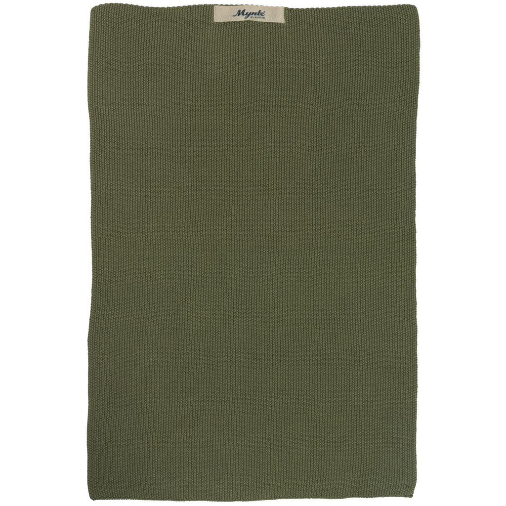 Olive Green Knitted Hand Knitted Hand Towel | Annie Mo's