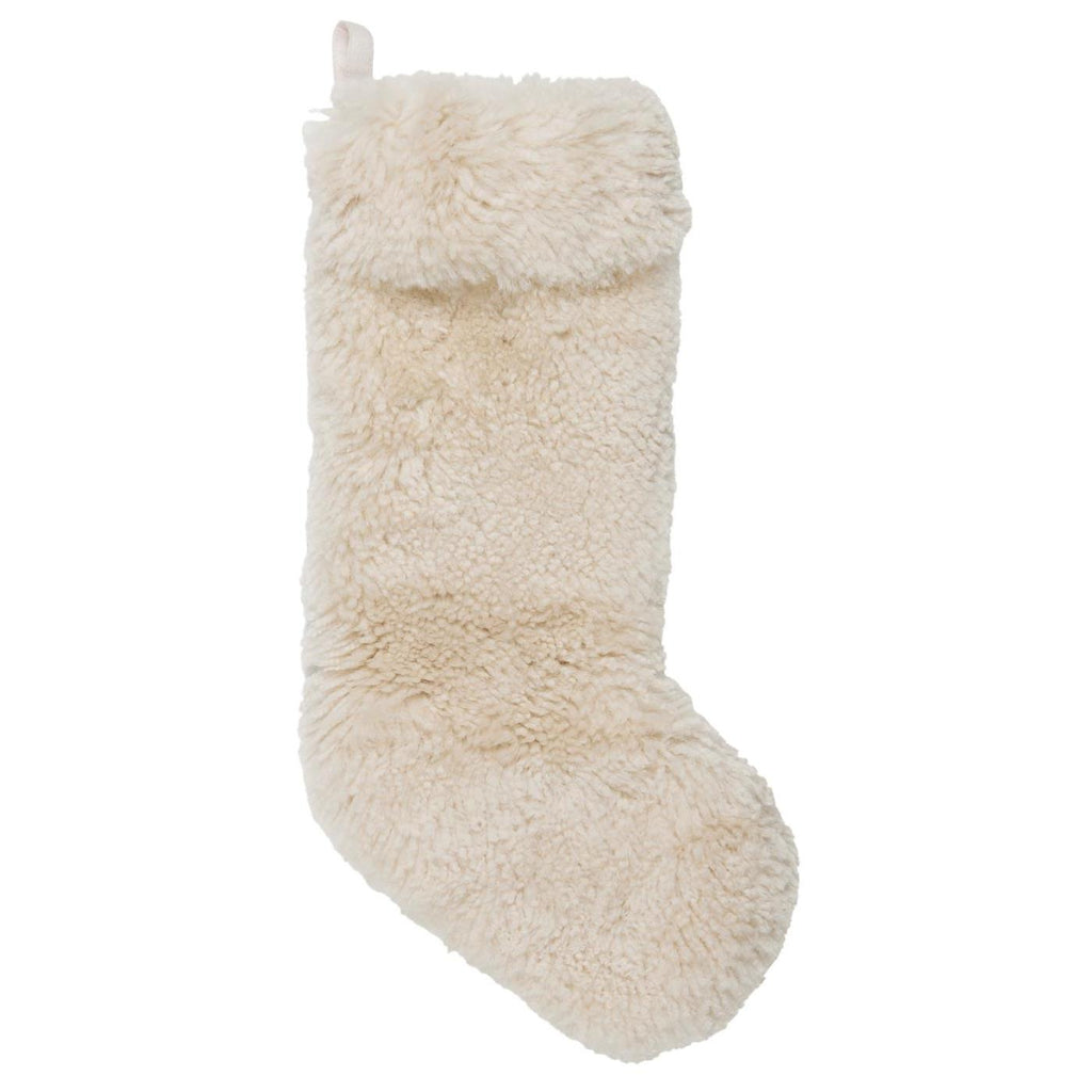 Christmas Stocking in Cream Sheep Skin 55cm | Annie Mo's