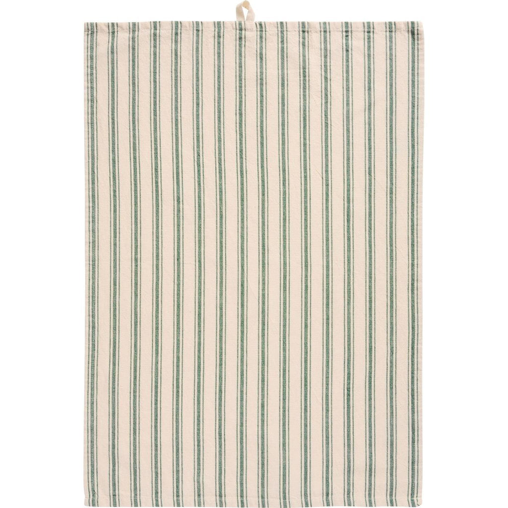 Tea Towel with Wide and Narrow Green Stripes 50cm x 70cm | Annie Mo's