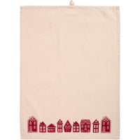 Tea Towel with Red Houses Motif 50cm x 70cm | Annie Mo's