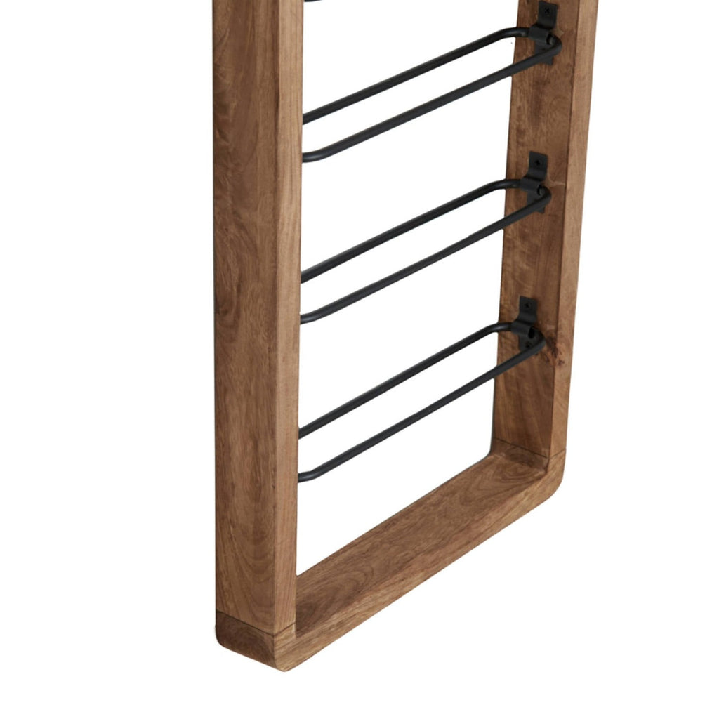 Sorrento Wine Rack for Eight Bottles in Wood and Black Metal 120cm