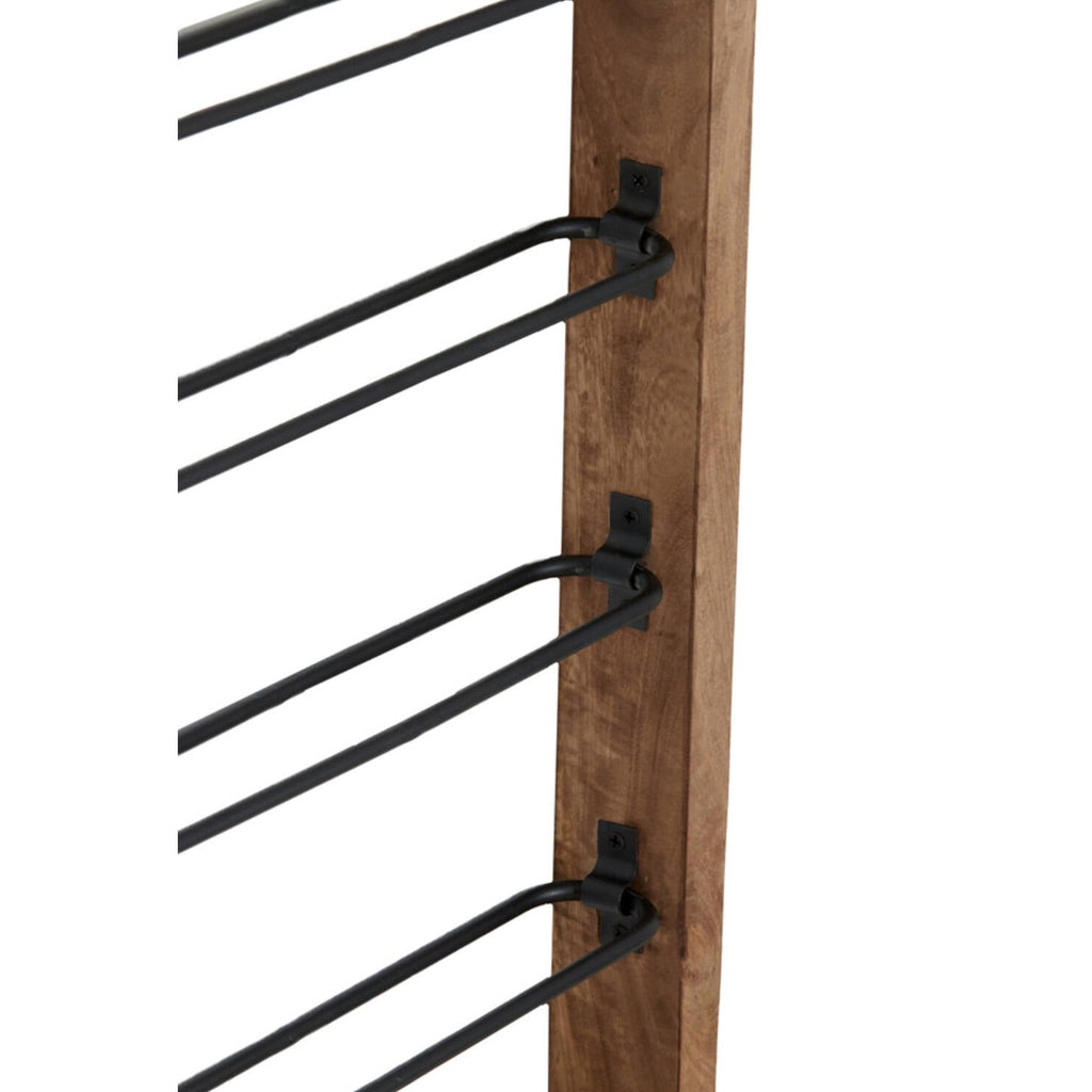 Sorrento Wine Rack for Eight Bottles in Wood and Black Metal 120cm