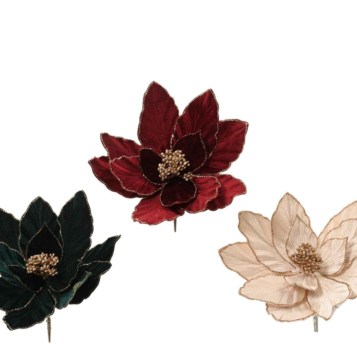 Velvet Poinsettia Flower Clip-On Decoration 28cm - Choice of Colour | Annie Mo's
