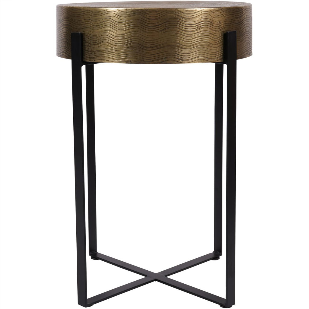 Santa Cruz Etched Brass Finish Side Table 60cm