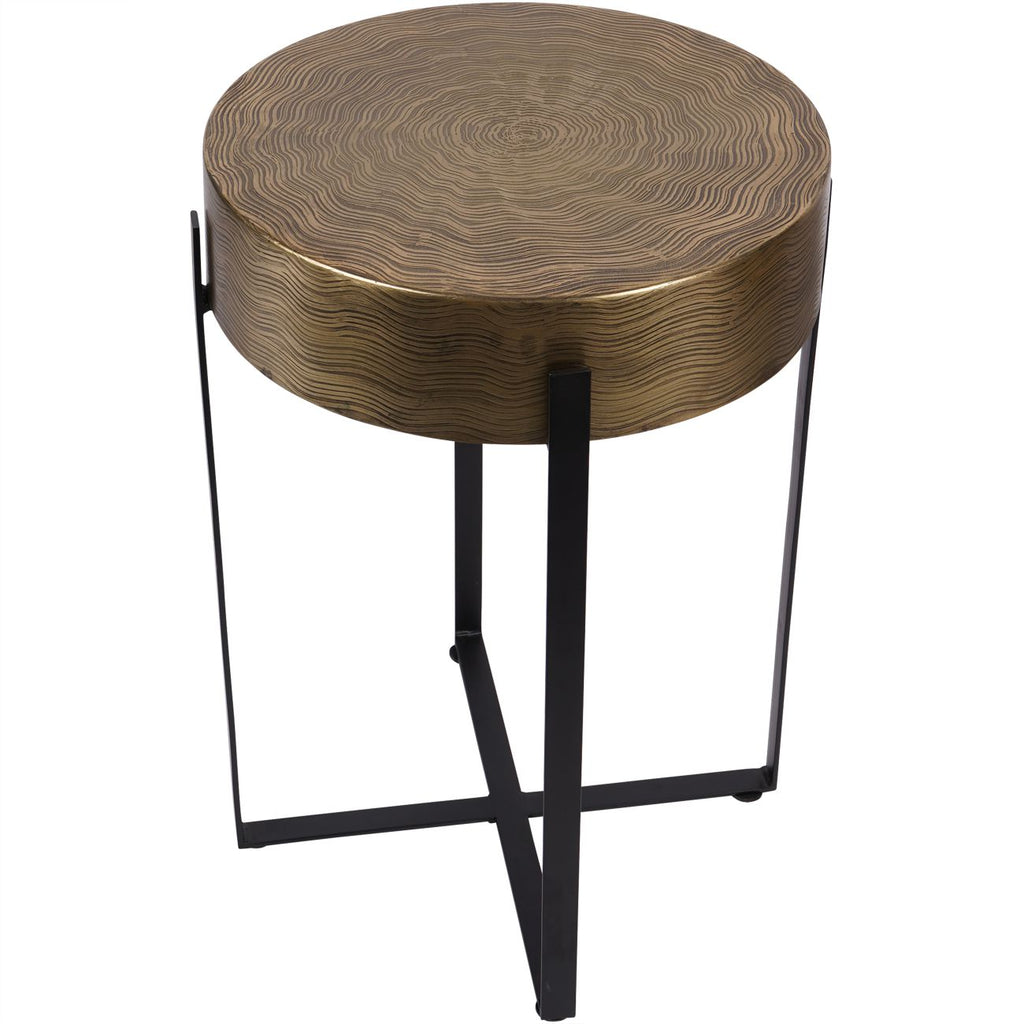 Santa Cruz Etched Brass Finish Side Table 60cm