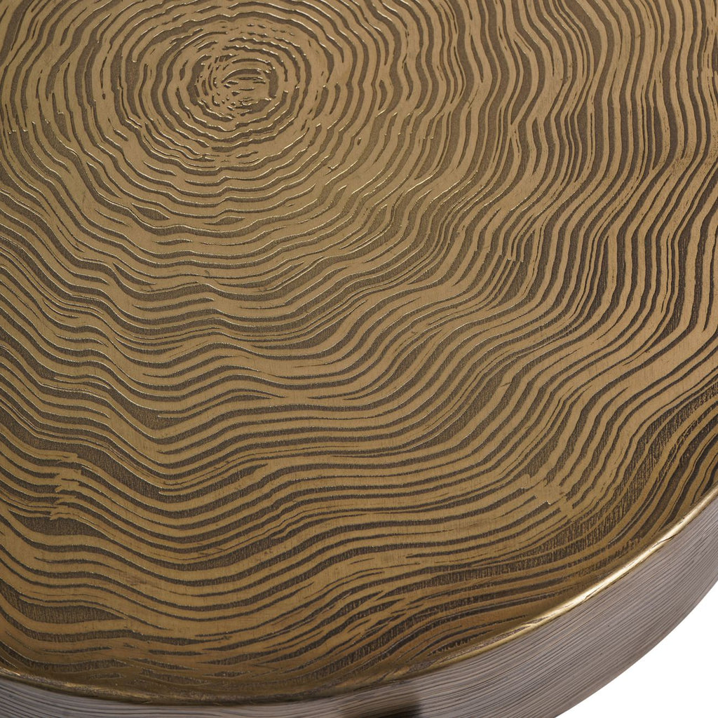 Santa Cruz Etched Brass Finish Side Table 60cm