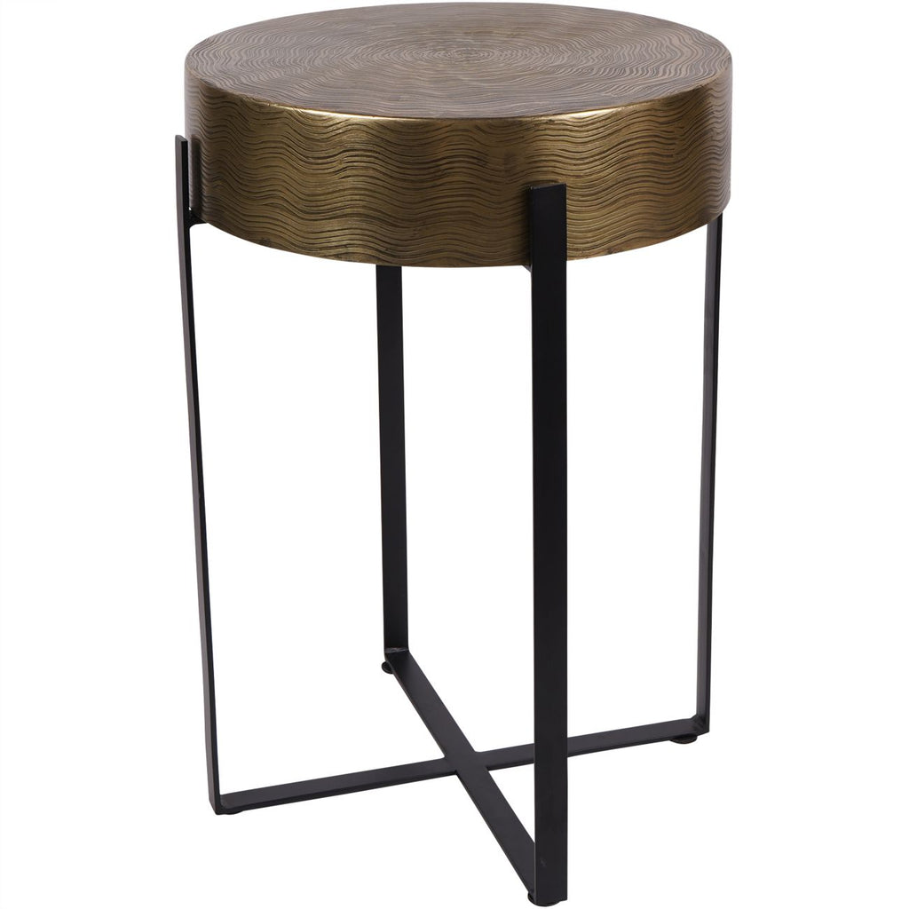 Santa Cruz Etched Brass Finish Side Table 60cm