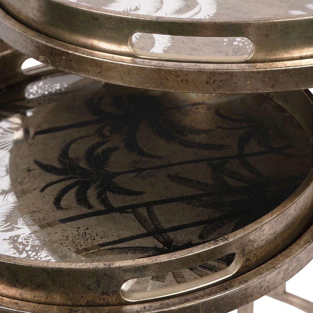 Palm Tree Set Of Two Nesting Side Tray Tables 68cm