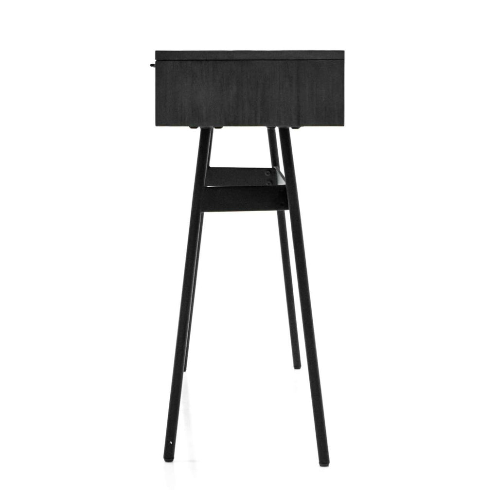 Bronx Black Acacia Console Table with Two Drawers 130cm