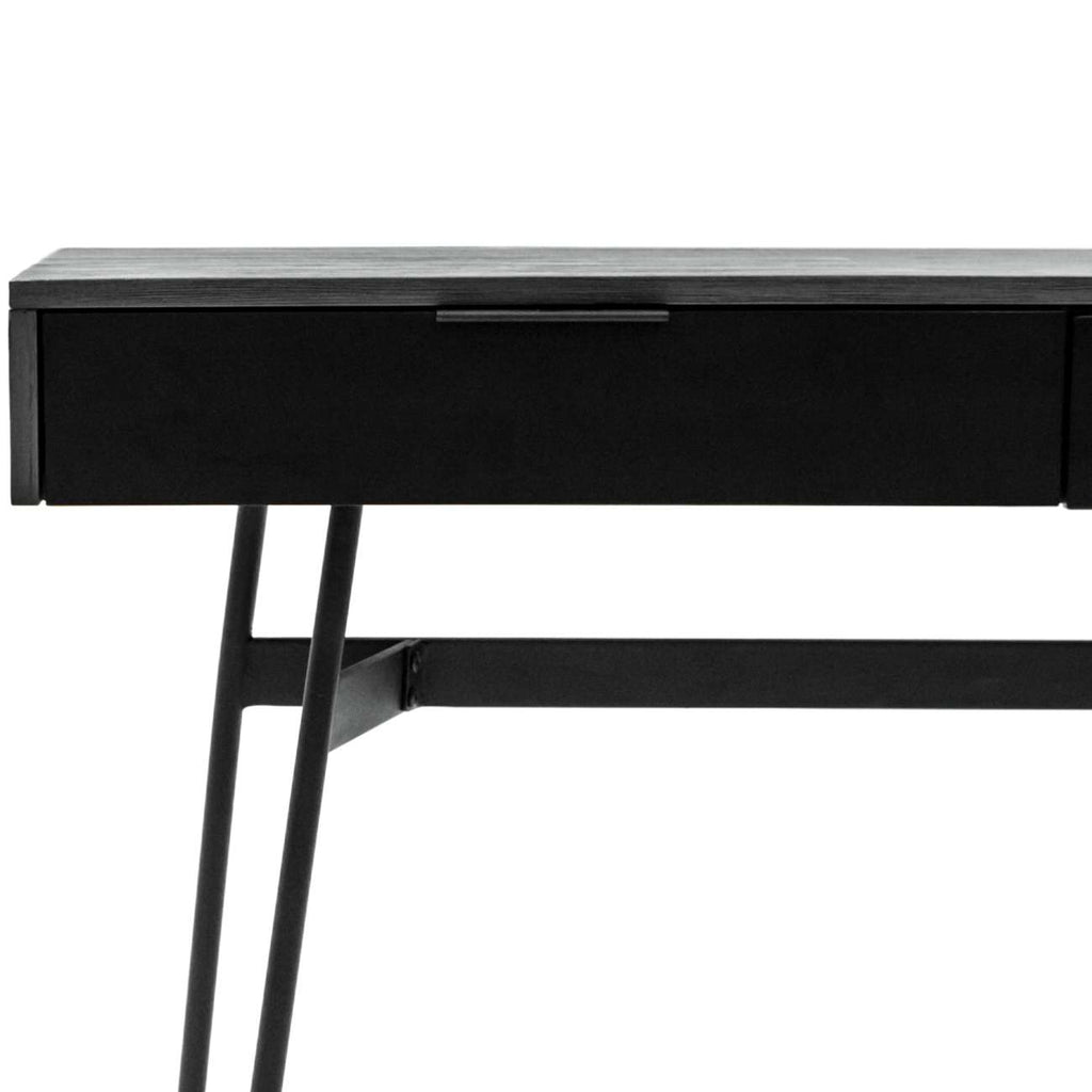Bronx Black Acacia Console Table with Two Drawers 130cm
