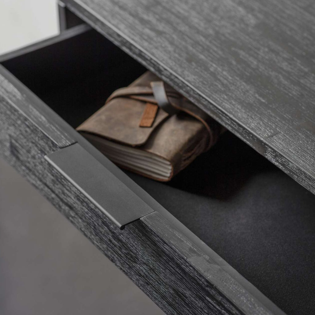 Bronx Black Acacia Console Table with Two Drawers 130cm