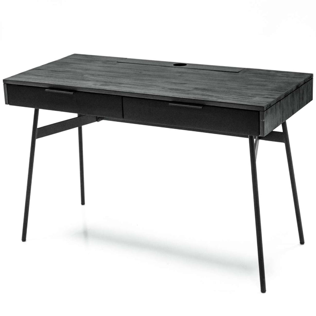 Bronx Black Acacia Desk with Two DrawersBronx Black Acacia Desk with Two Drawers