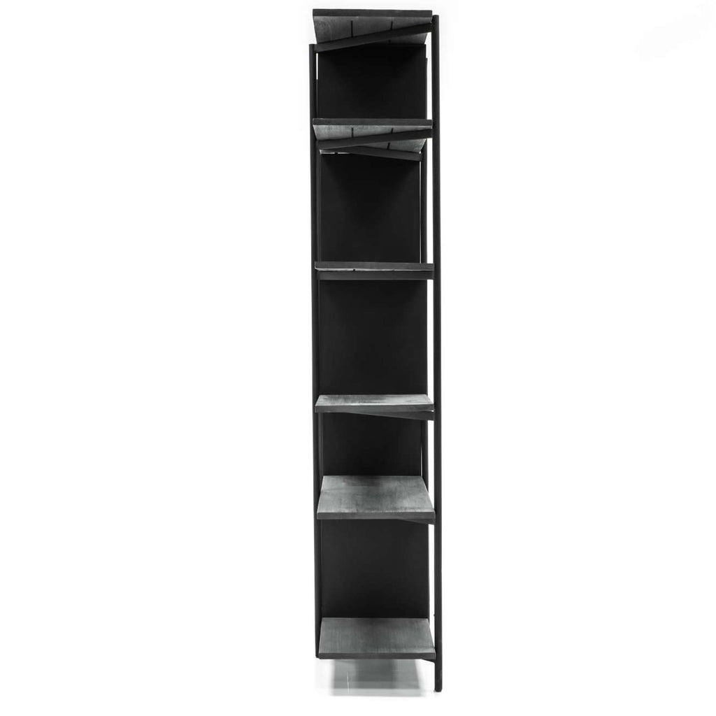 Bronx Black Acacia Bookcase Shelving Unit 180cm