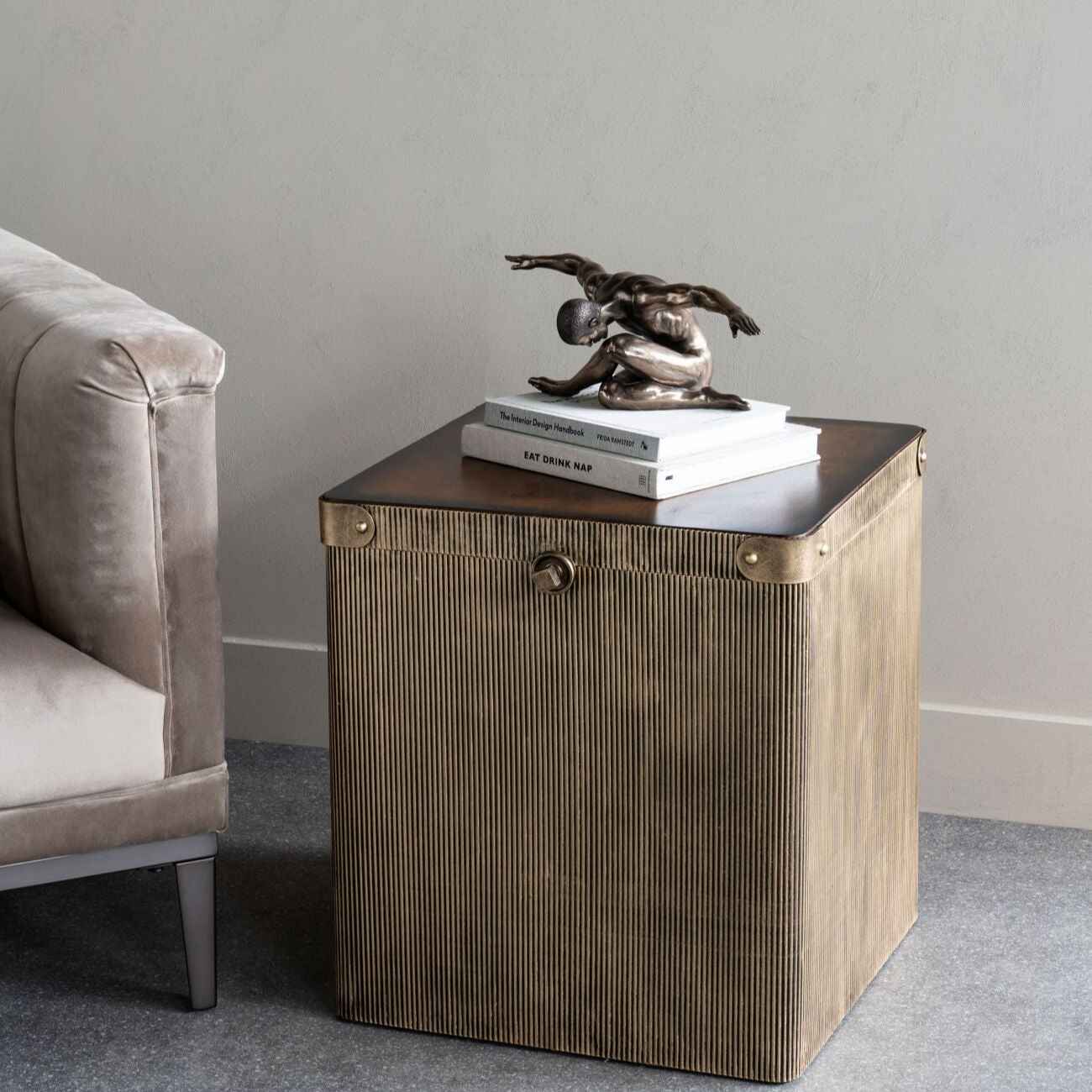 Corrugated Golden lamp Table 56cm | Annie Mo's