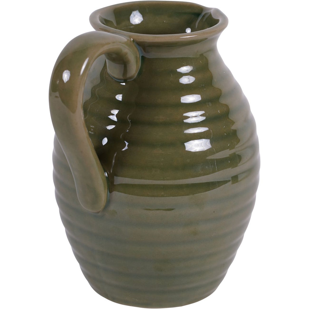 Green Harrison Stoneware Handle Jug 16cm