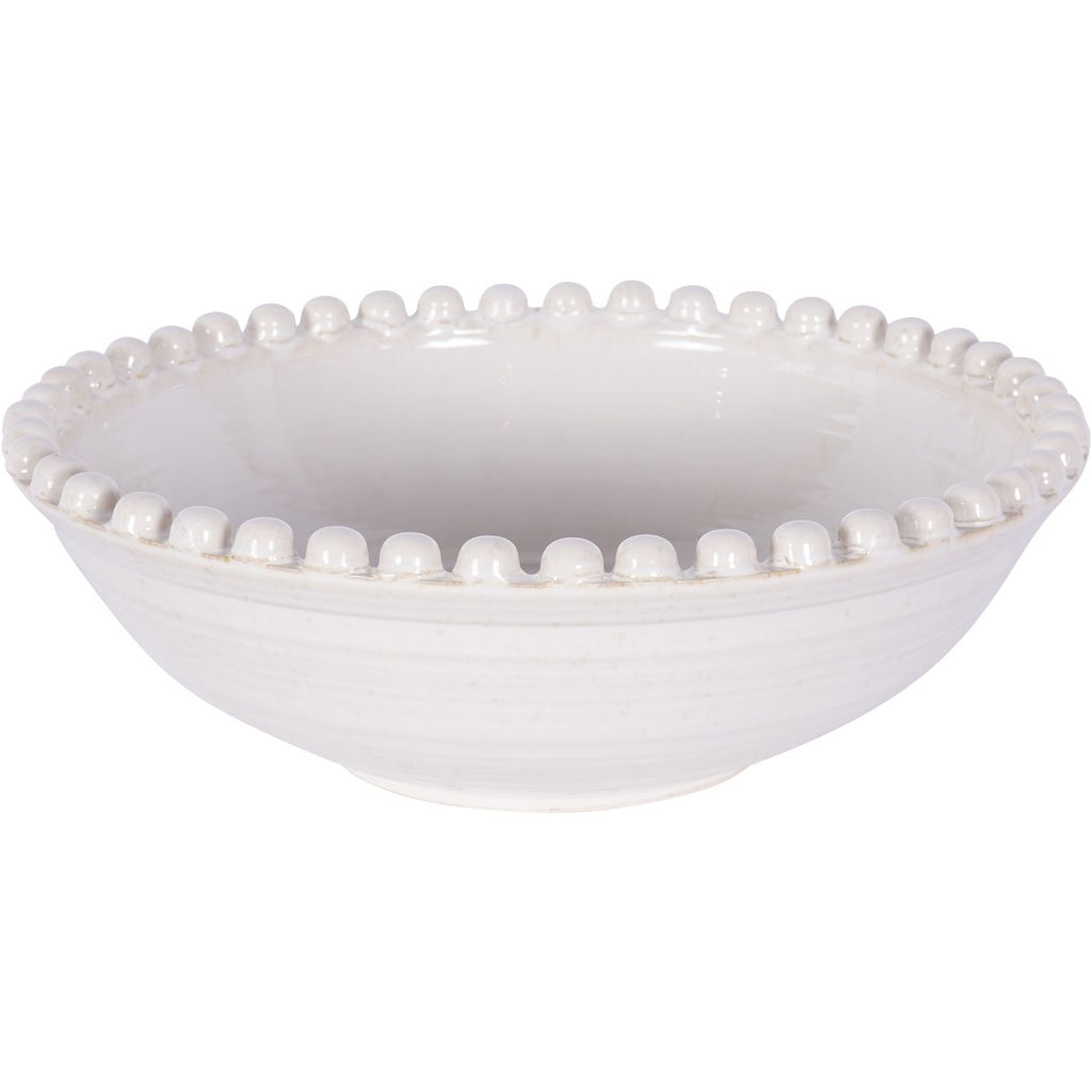 Mediterranean Reactive Glaze Ceramic Bowl Cream 37cm | Annie Mo's