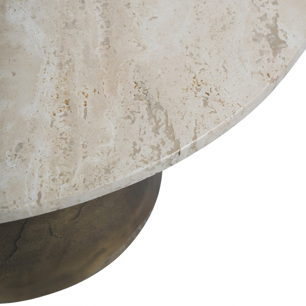 Antique Brass and Light Travertine Coffee Table - Size Choice Large & Small C | Annie Mo's