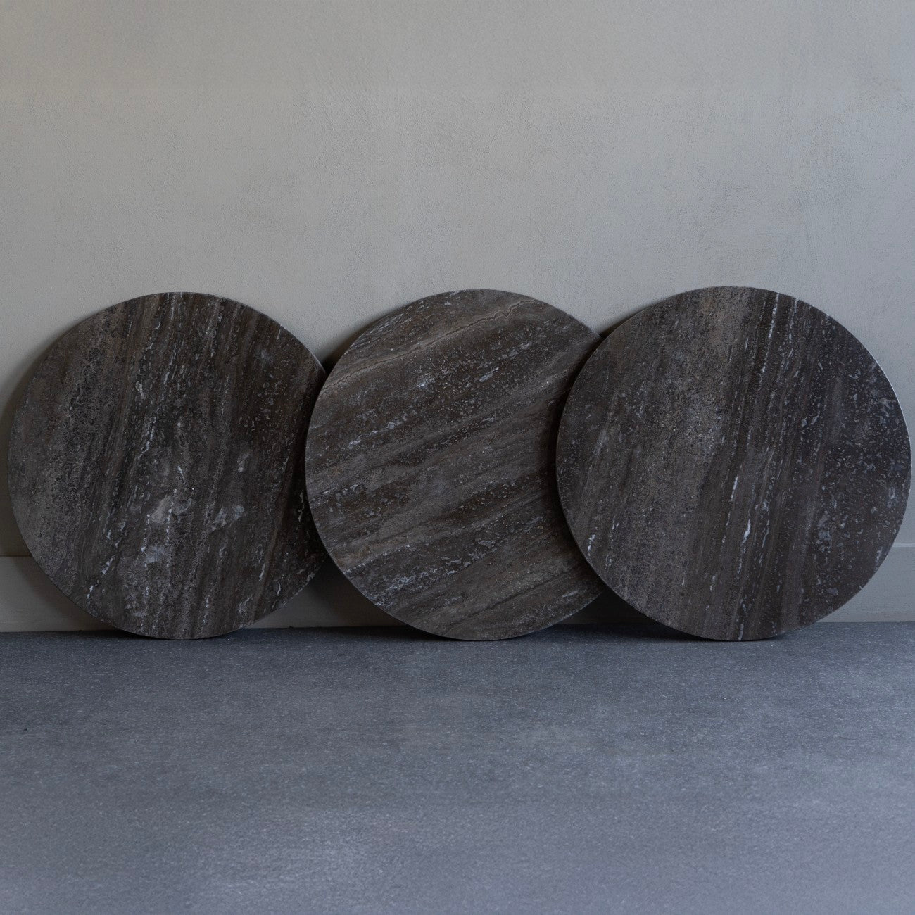 Charcoal Black and Dark Travertine Coffee Table - Size Choice Large & Small H | Annie Mo's