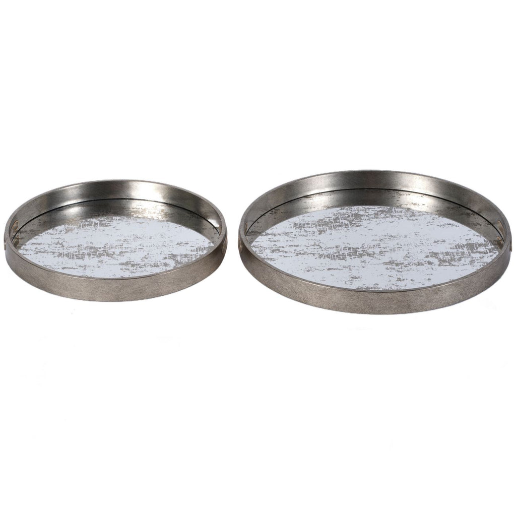 Laura Ashley Silver Set of Two Whinfell Mirrored Trays 45cm