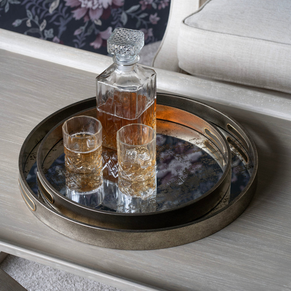 Laura Ashley Silver Set of Two Whinfell Mirrored Trays 45cm | Annie Mo