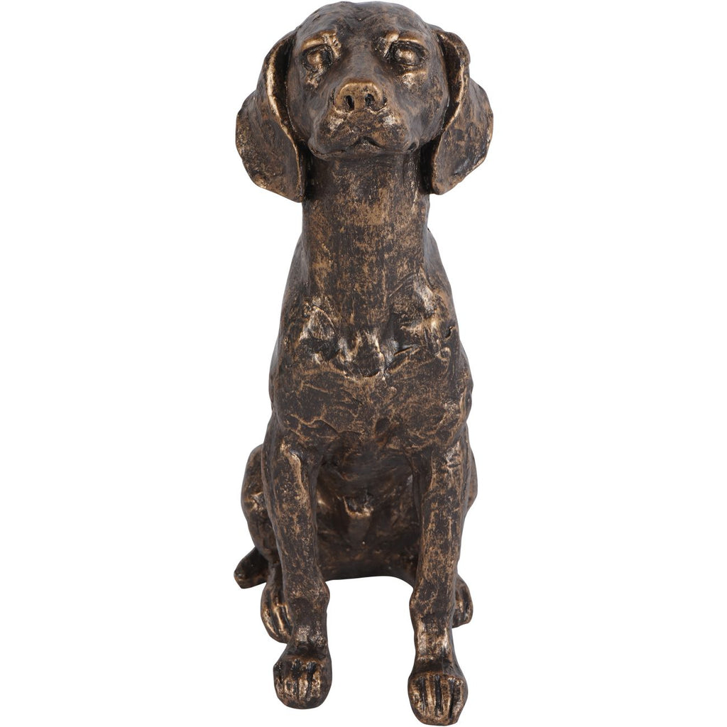 Bronze Sitting Dog Sculpture 27cm