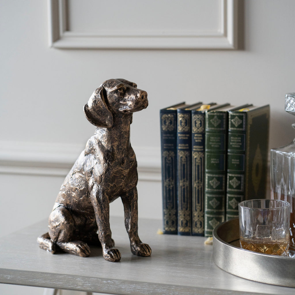 Bronze Sitting Dog Sculpture 27cm | Annie Mo's
