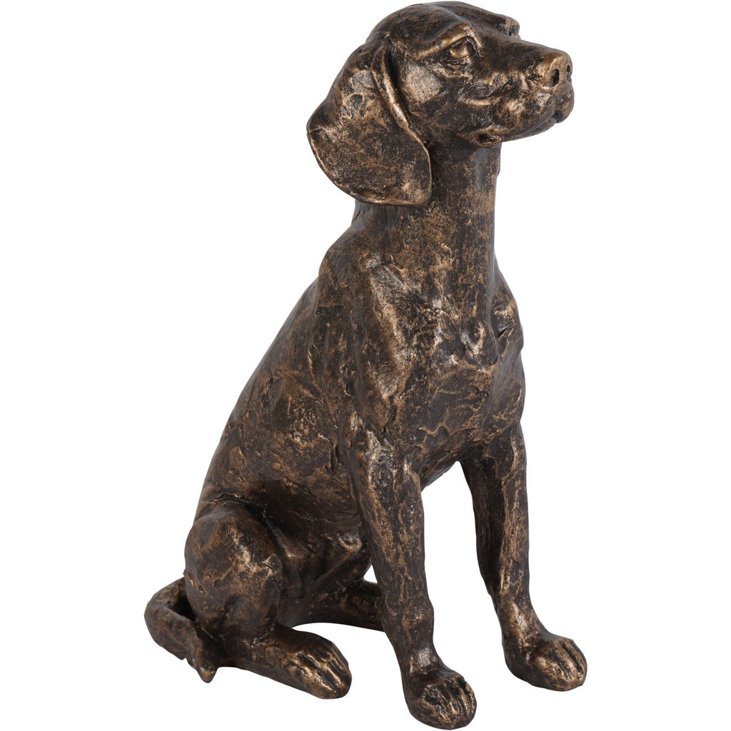 Bronze Sitting Dog Sculpture 27cm