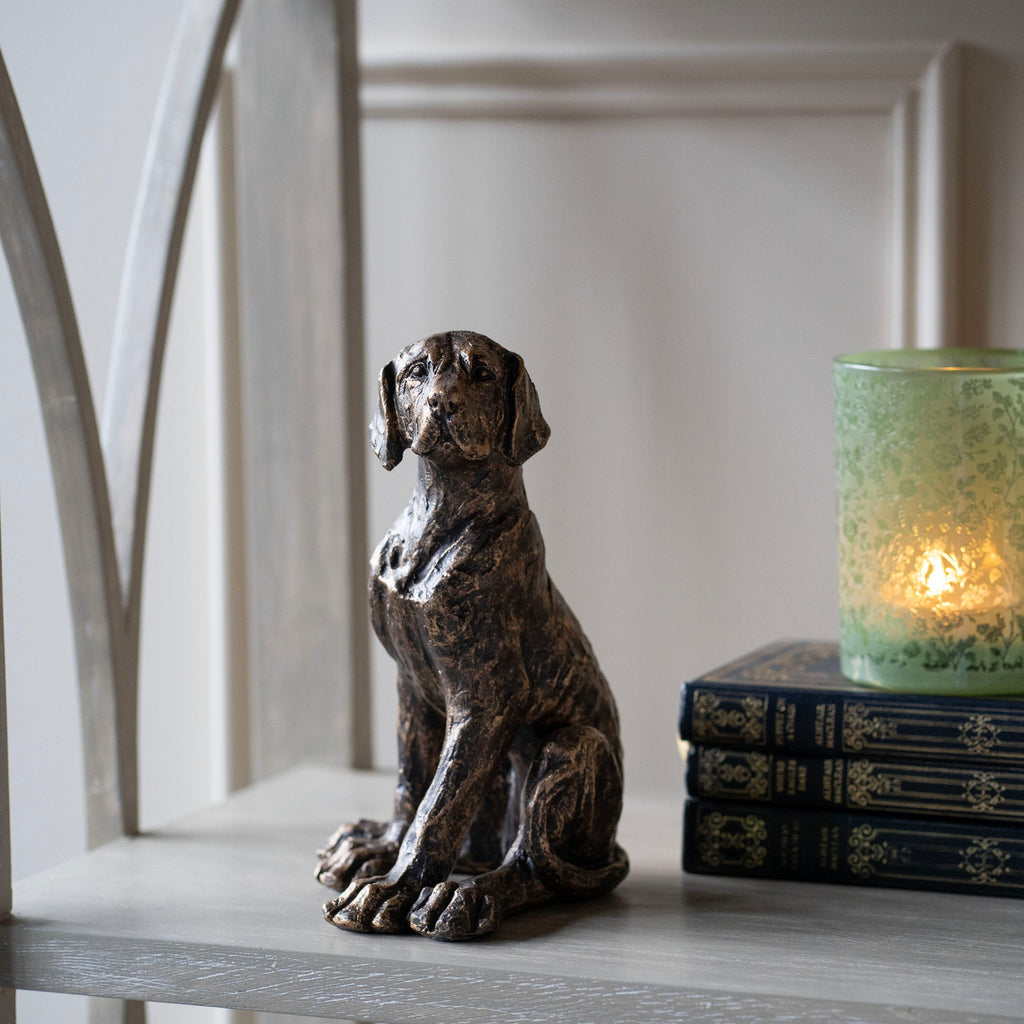 Bronze Small Sitting Dog Sculpture 21cm | Annie Mo's