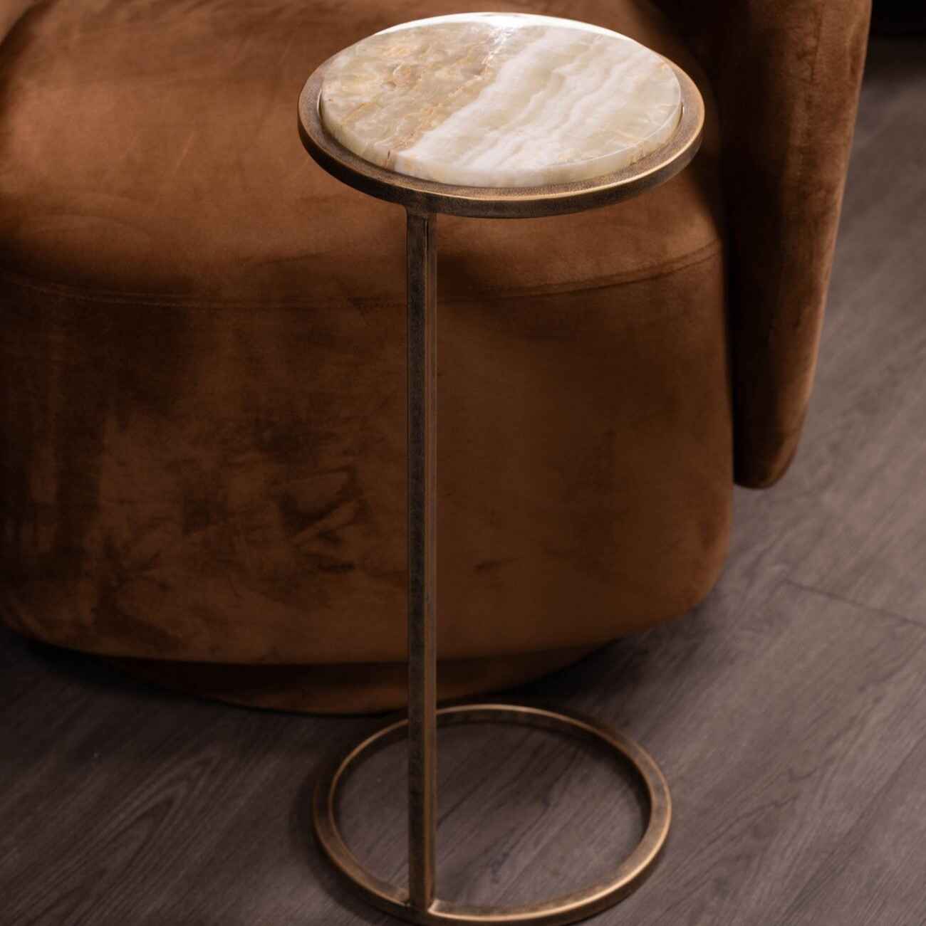 Pale Green Onyx Accent Sofa Table 59cm | Annie Mo's