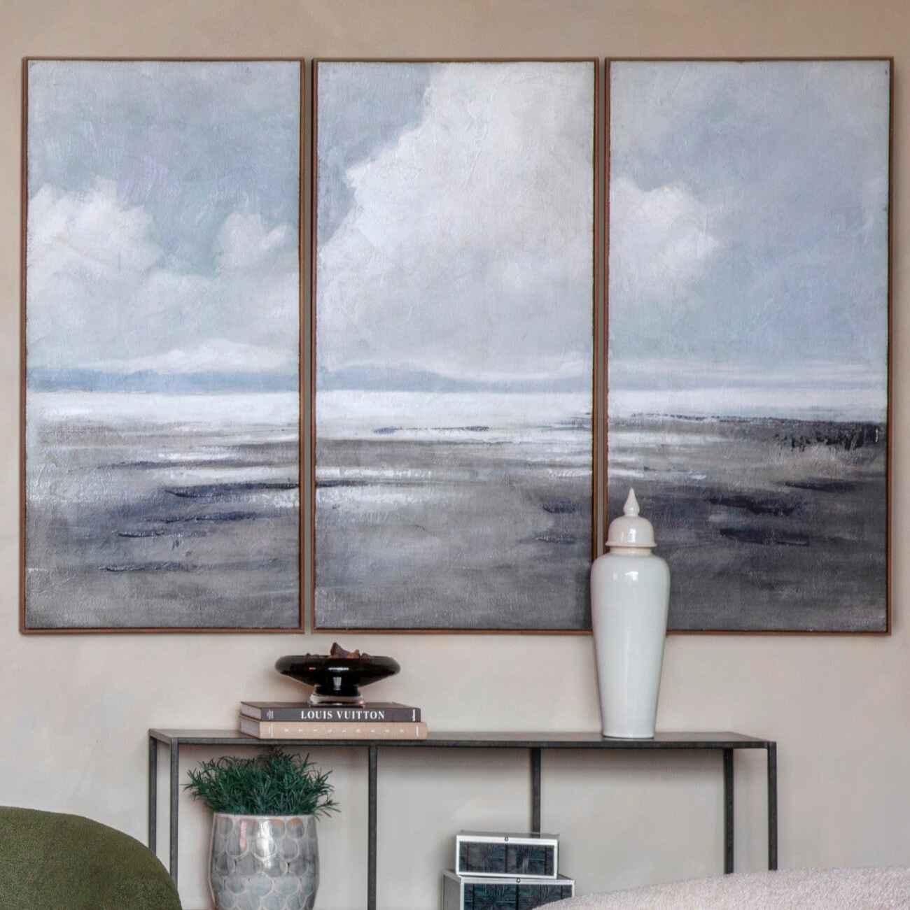 Hazy Horizons Framed Wall Art Set of Three 60cm Wide (Each)-B