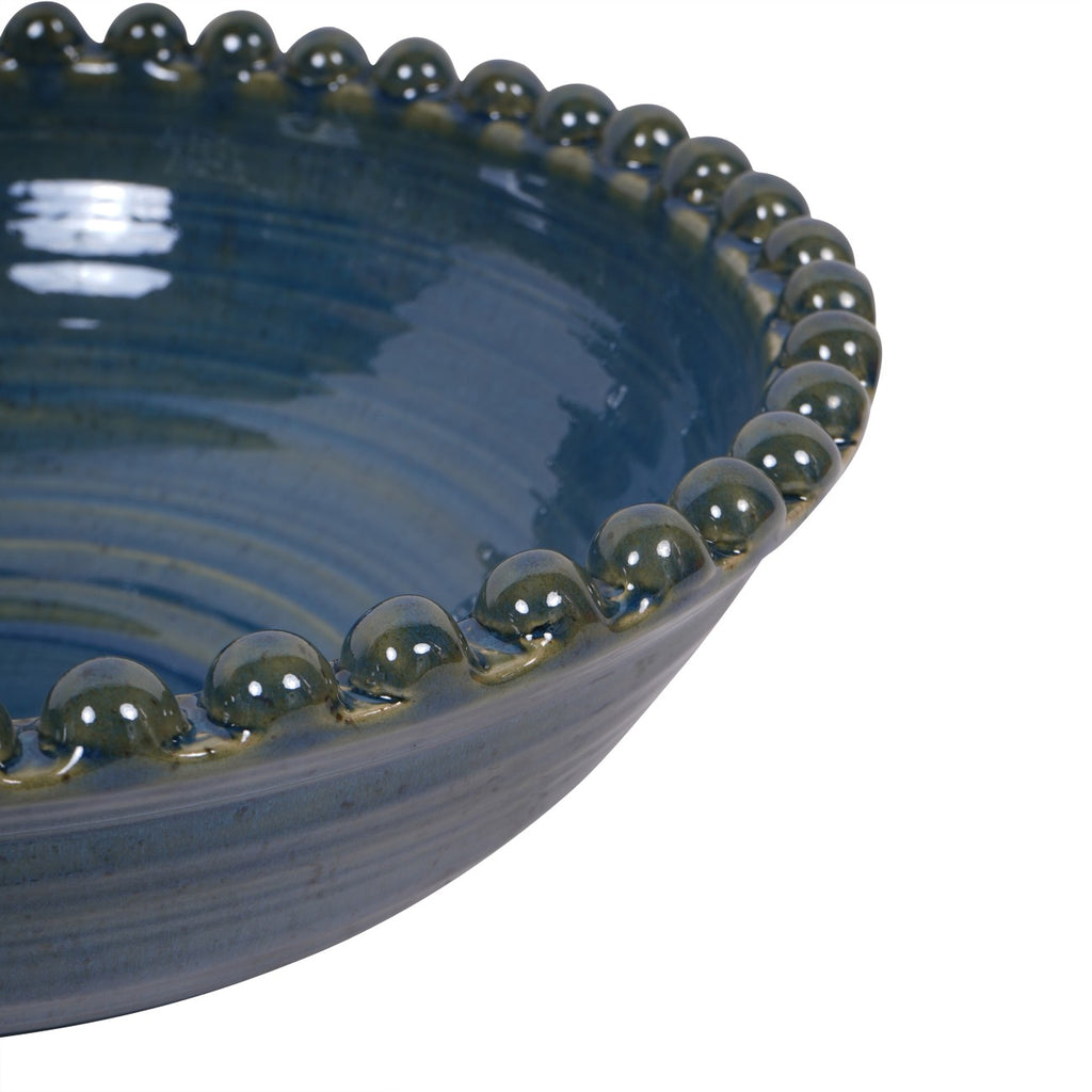 Mediterranean Reactive Glaze Ceramic Bowl Blue Green 37cm