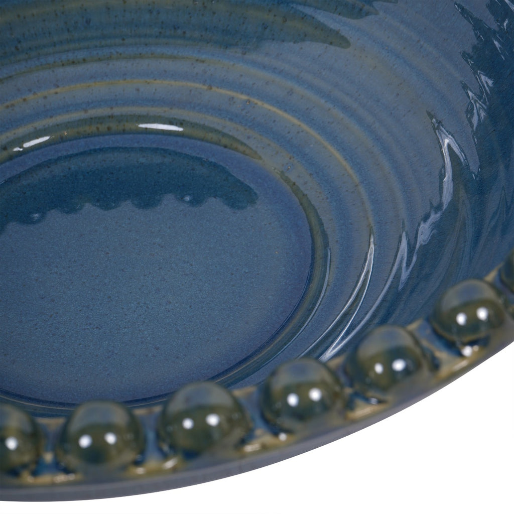 Mediterranean Reactive Glaze Ceramic Bowl Blue Green 37cm