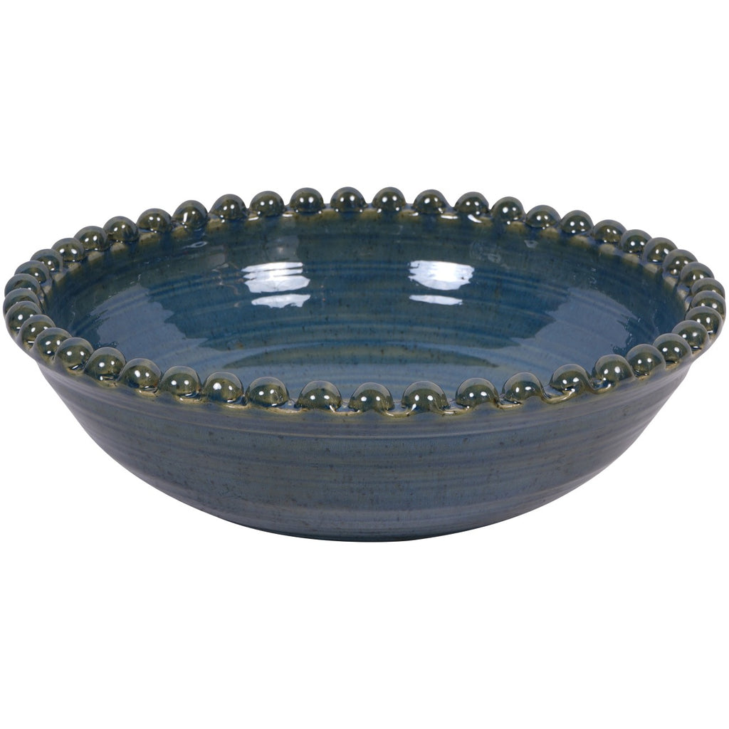 Mediterranean Reactive Glaze Ceramic Bowl Blue Green 37cm