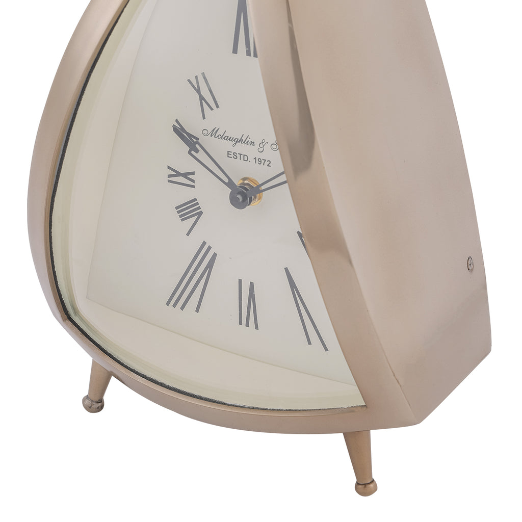 Isosceles Brass Curved Front Mantel Clock Large 36cm