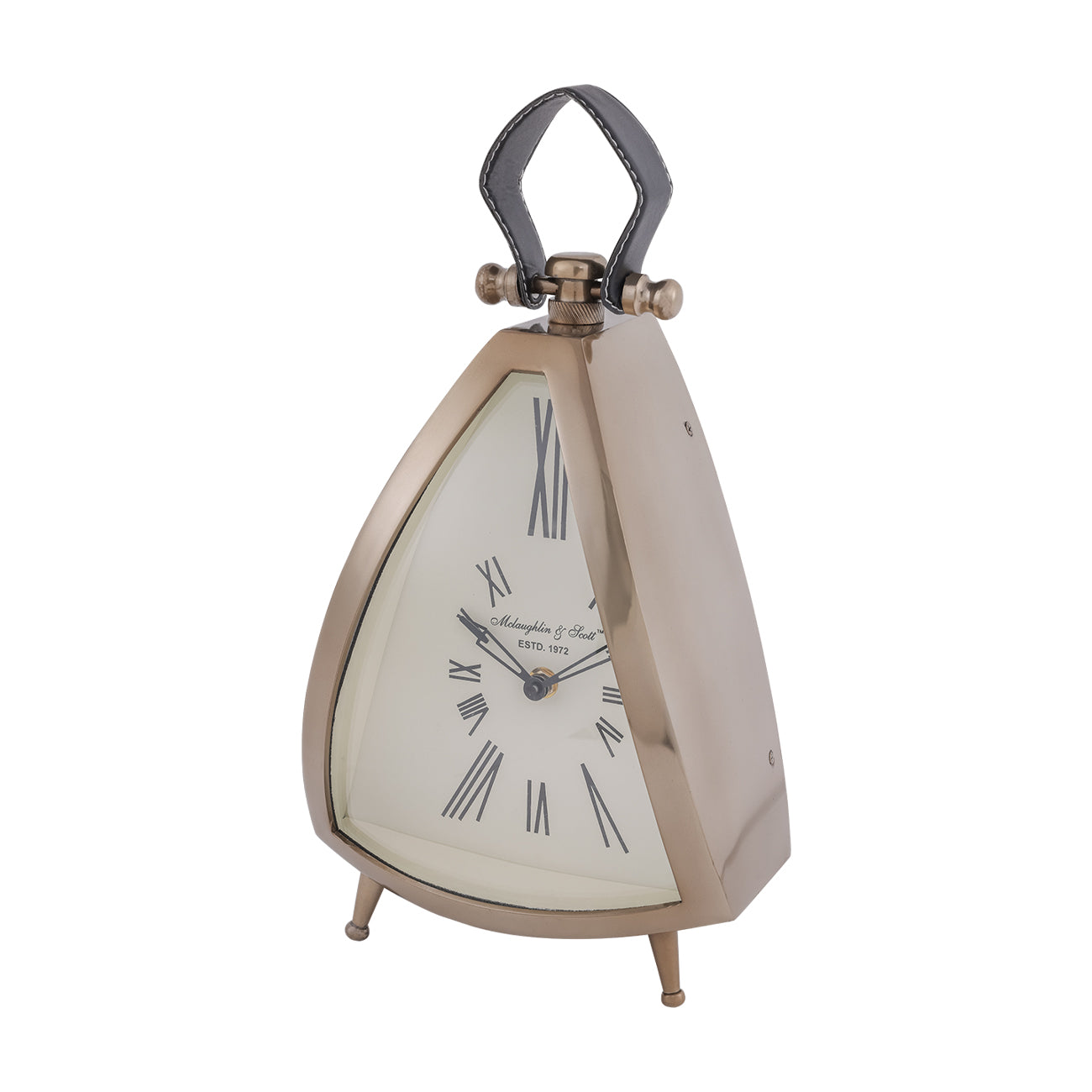 Isosceles Brass Curved Front Mantel Clock Large 36cm