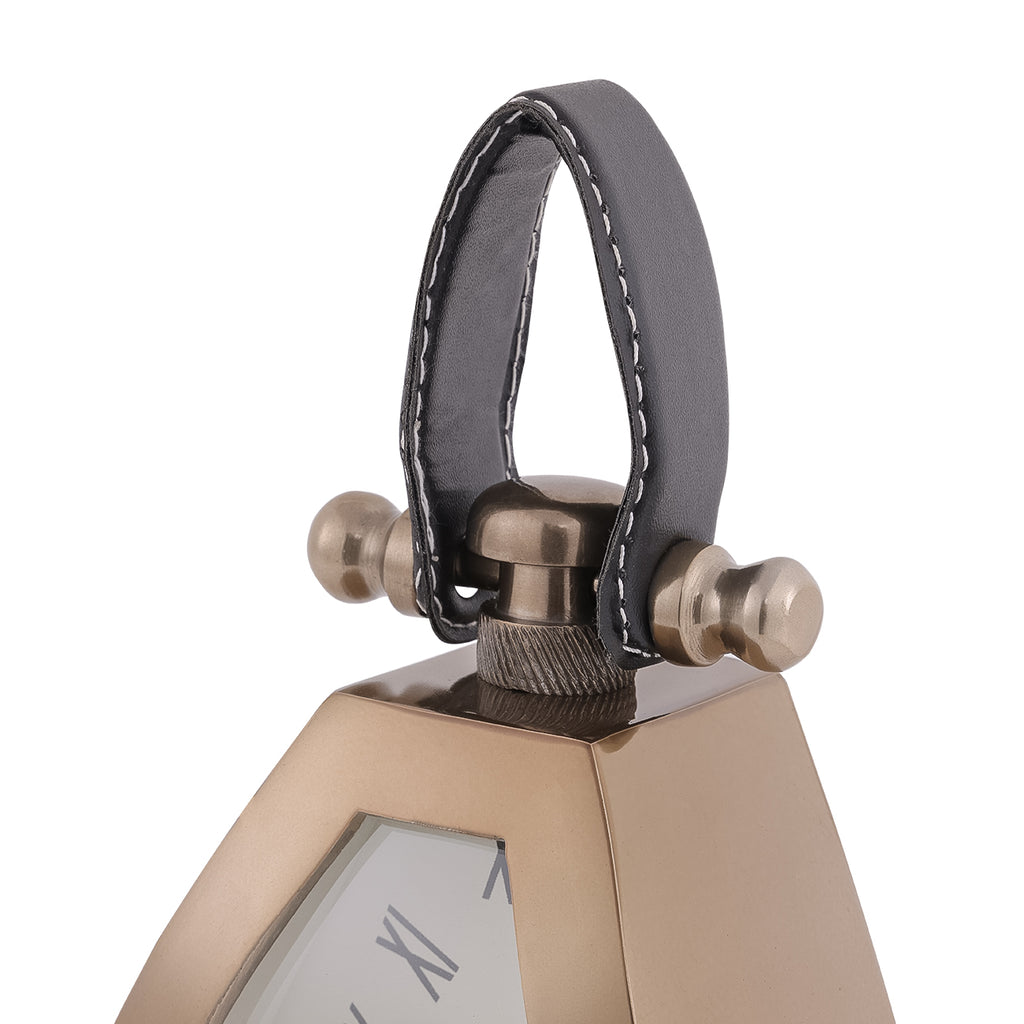 Isosceles Brass Curved Front Mantel Clock Small 18cm