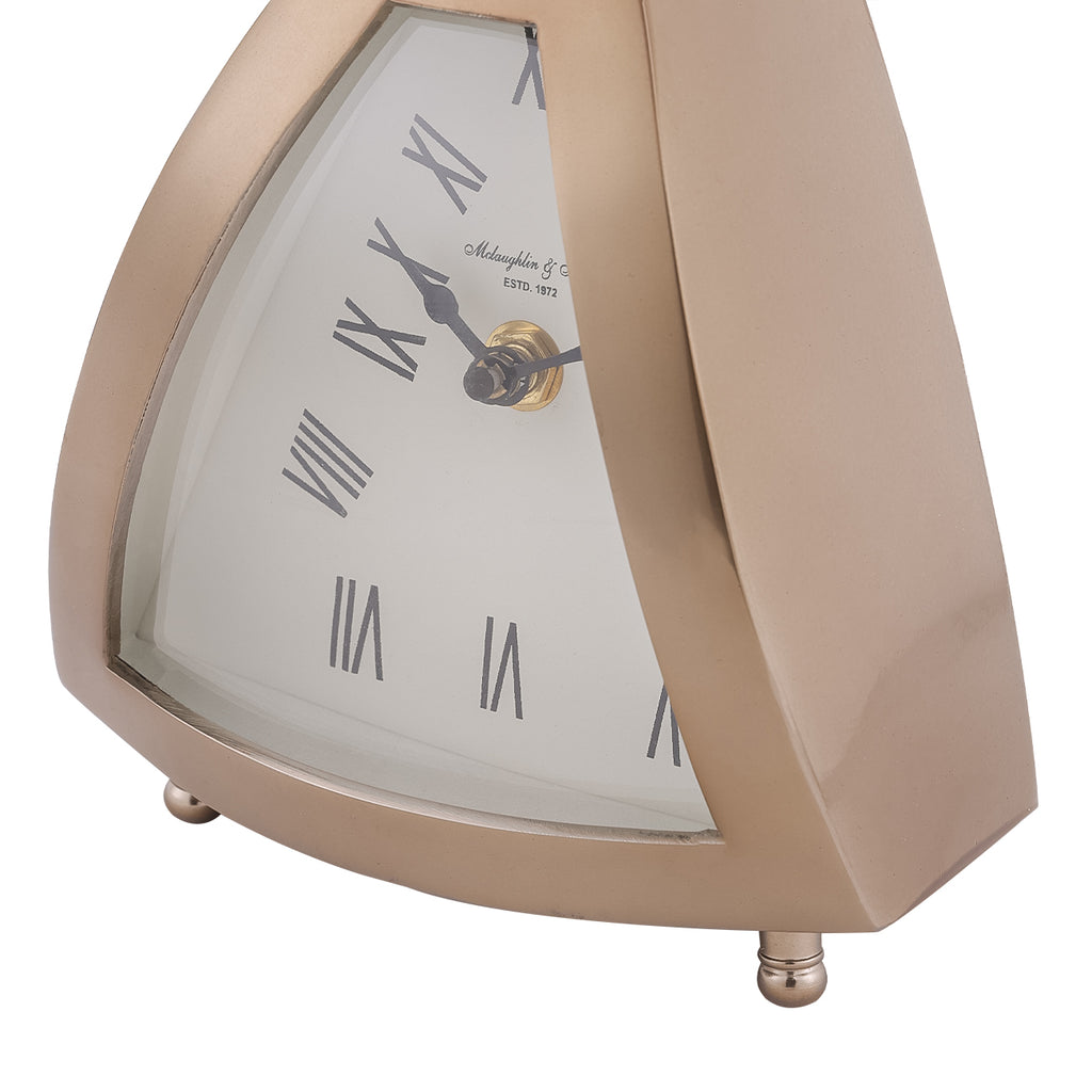 Isosceles Brass Curved Front Mantel Clock Small 18cm