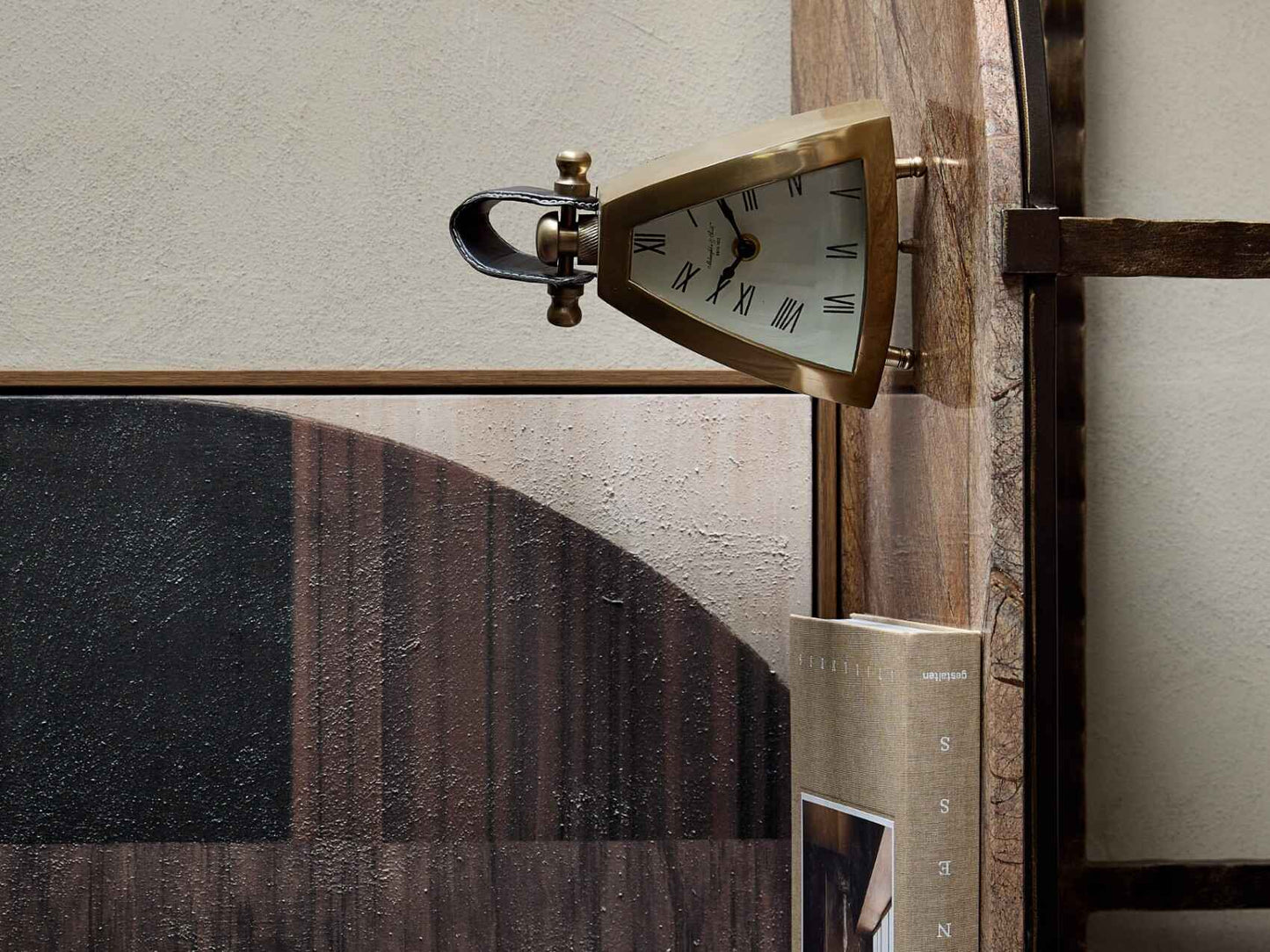 Isosceles Brass Curved Front Mantel Clock Small-B