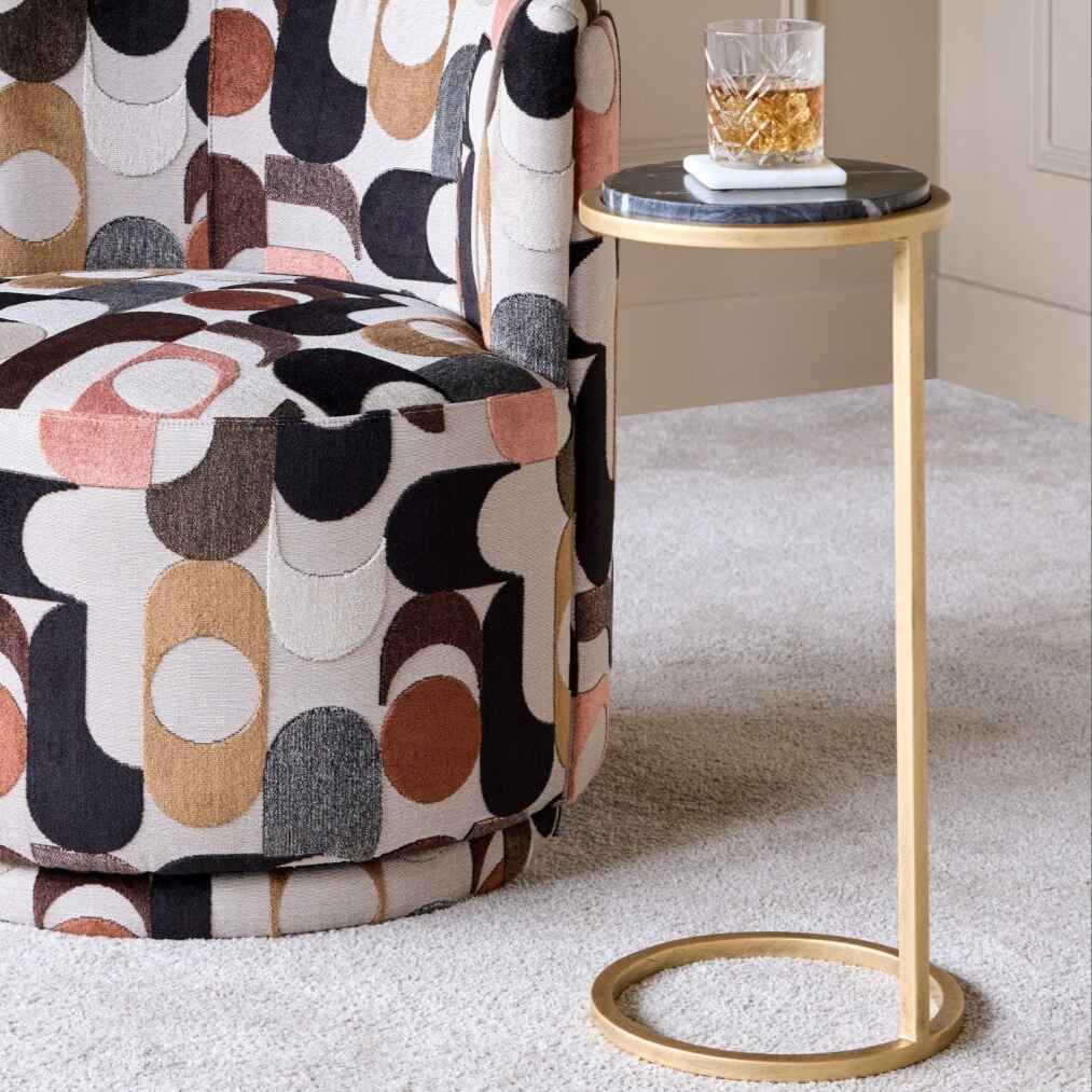 Black Marble Accent Sofa Table 59cm-A